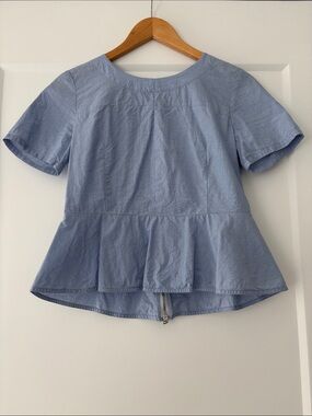 GAP Light Blue Peplum Short Sleeve Blouse